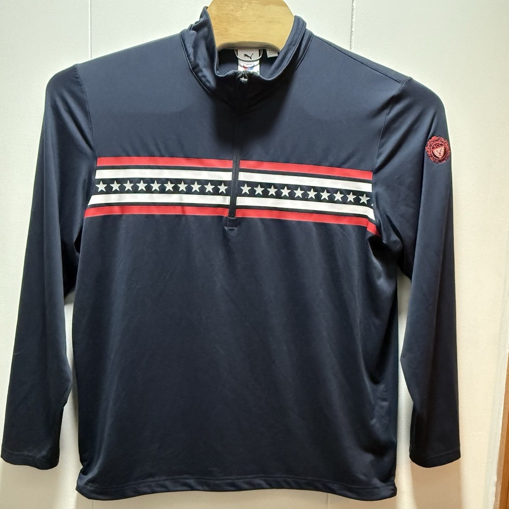 Puma Pullover Mens‎ Size Large Blue Volition America Quarter Zip Performance